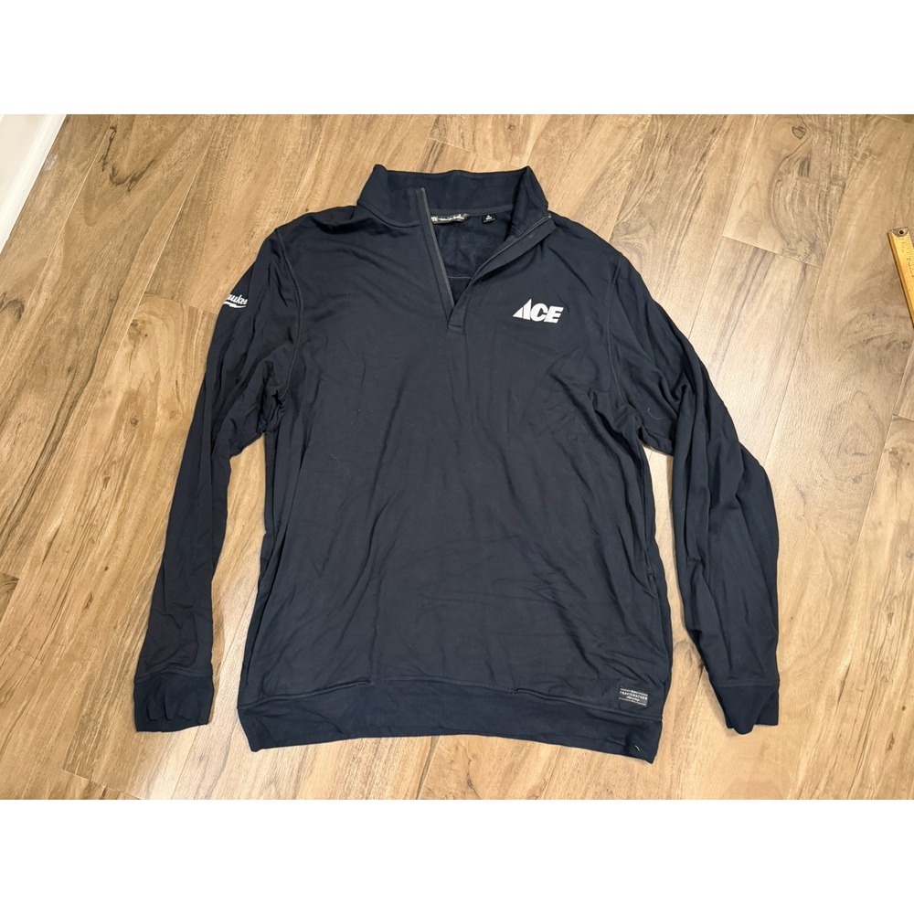 Travis Mathew Sweater Mens XL Black Fleece Lined Golf Quarter Zip Pullover